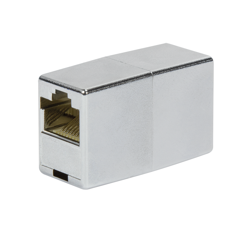 Miniaturowy łącznik przelotowy RJ45, kat. 5e, ekranowany, obudowa z tworzywa sztucznego