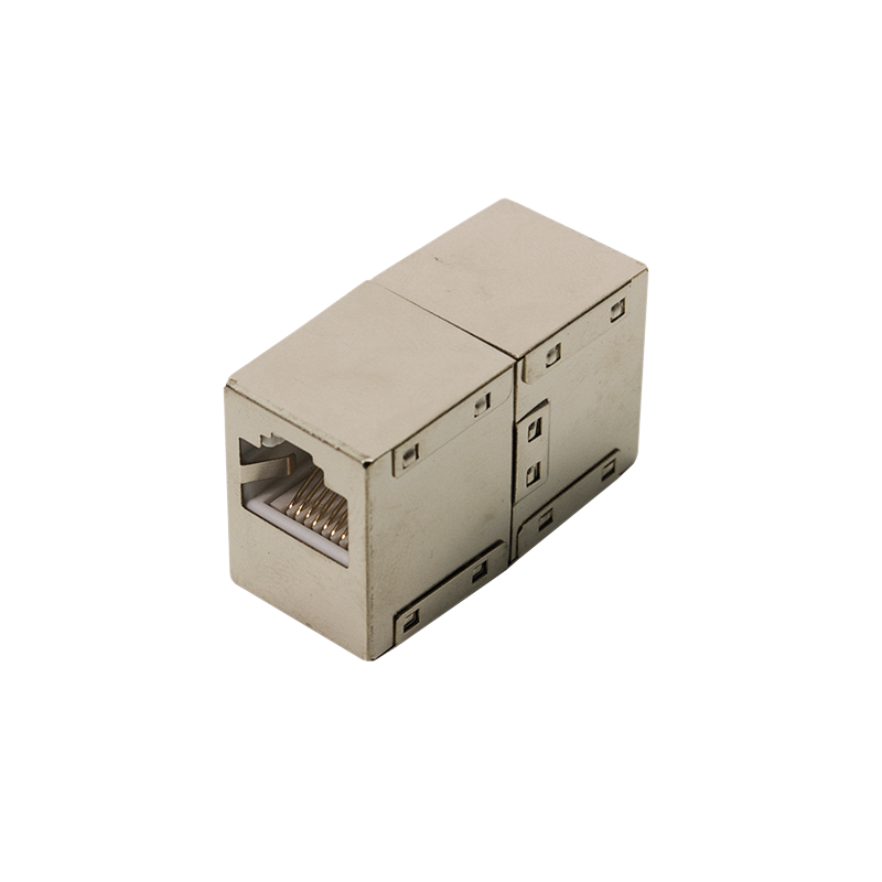 Miniaturowy łącznik przelotowy RJ45, kat. 5e, ekranowany, metalowa obudowa