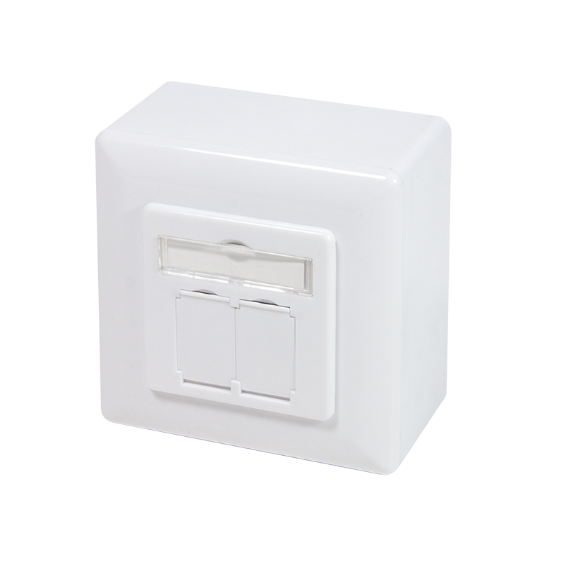 Cat.6 wall outlet 2xRJ45 shielded, with backbox, signal white