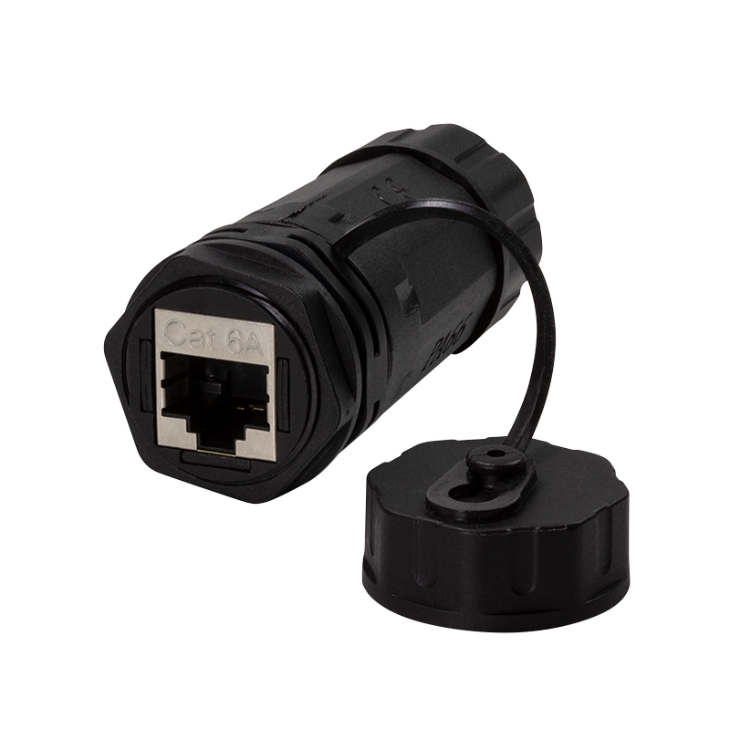 Cat.6A outdoor bulkhead coupler 2 x RJ45, IP68, with cable gland