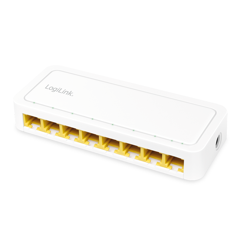 Biurkowy przełącznik sieciowy Gigabit, 8 portów, biały