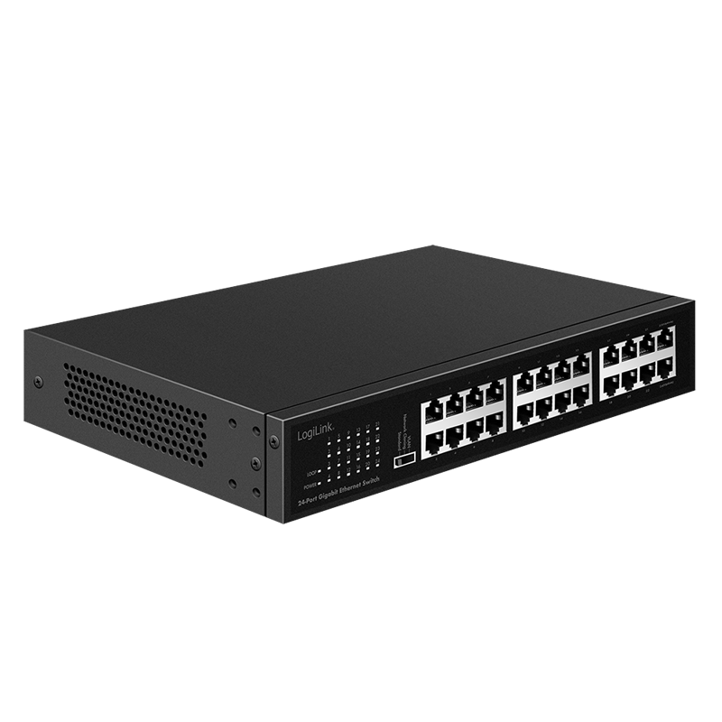 Przełącznik sieciowy Gigabit Ethernet, 24 porty, biurkowy lub do szafy rack 19"