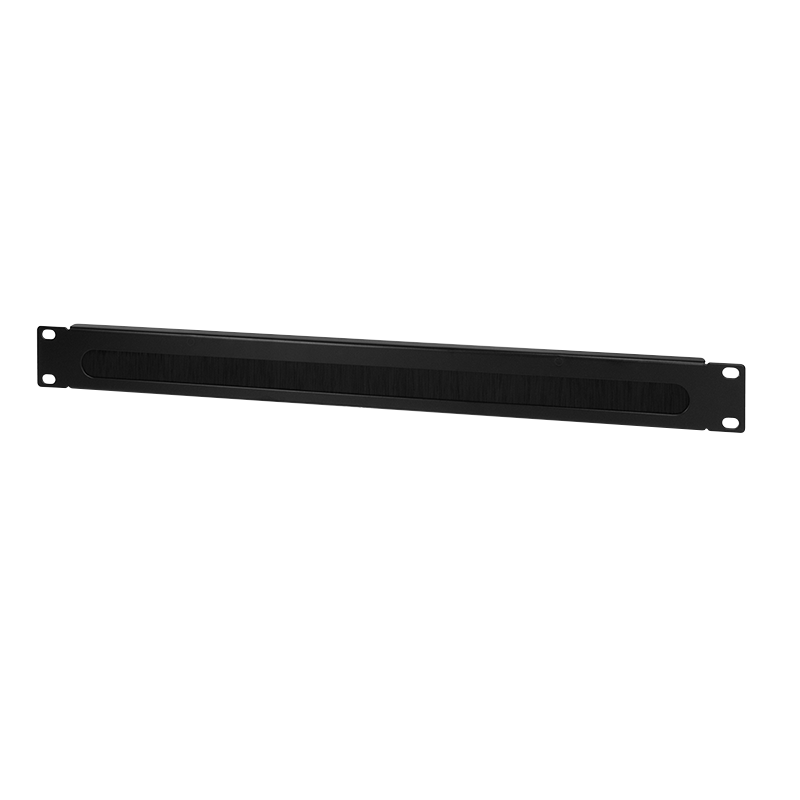 19" cable entry 1U with brush strip, black — 1
