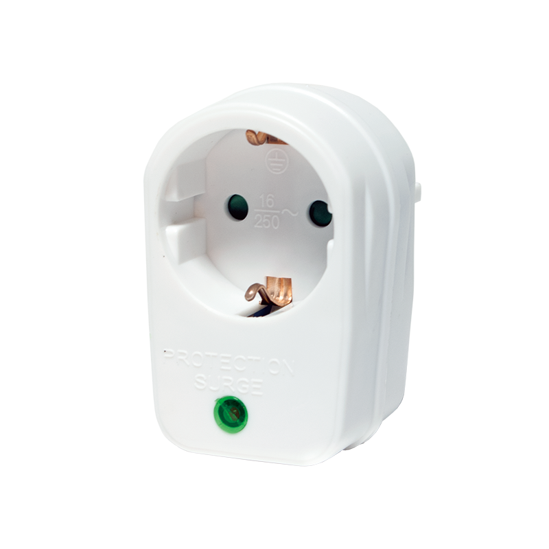 Socket adapter with surge protection, 1x CEE 7/3