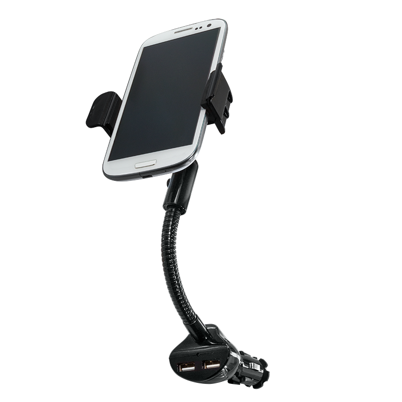 Smartphone car holder and charger, 2 USB-A, 15.5W