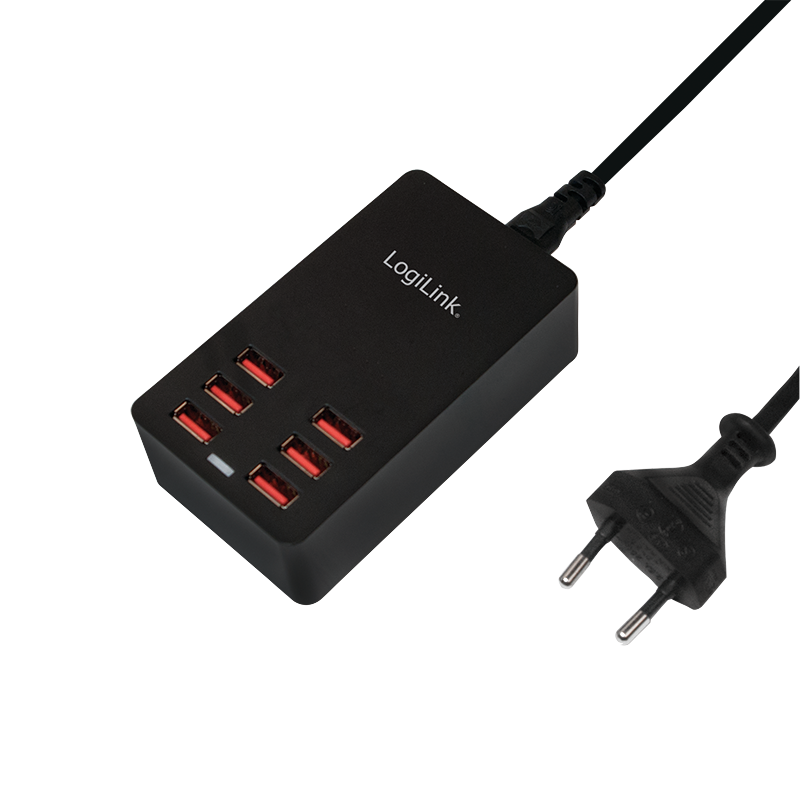 USB-A Desktop charger, 32 W, 6-port USB-A charger, Black