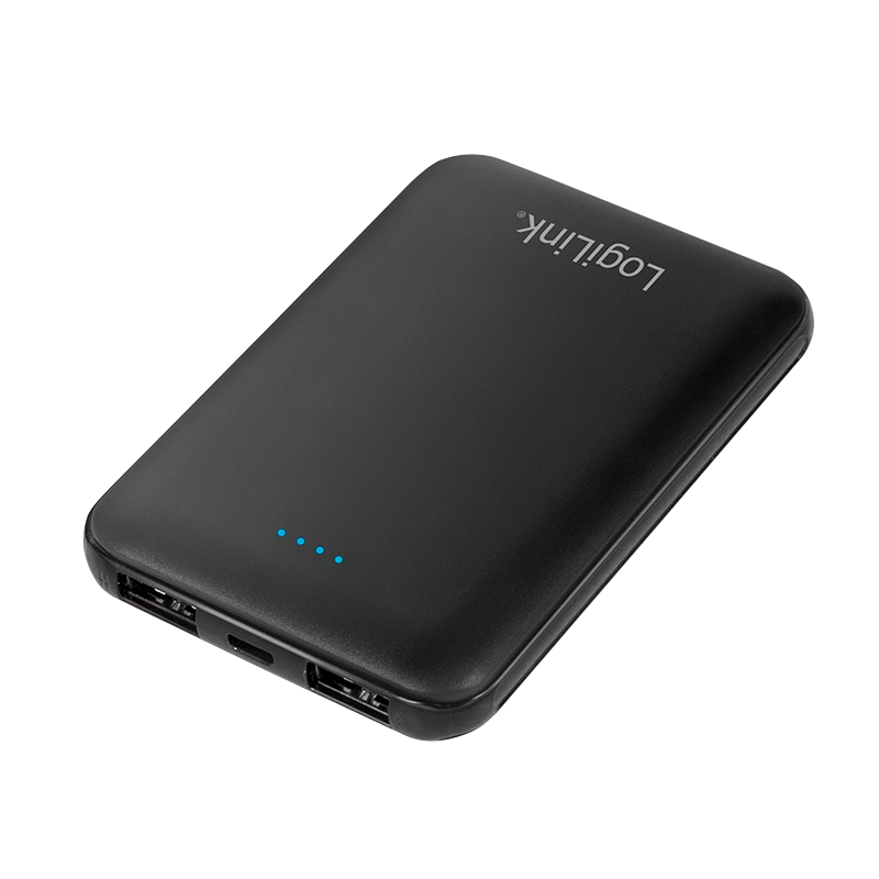 Power bank 5,000 mAh, 2x USB-A, slim, black