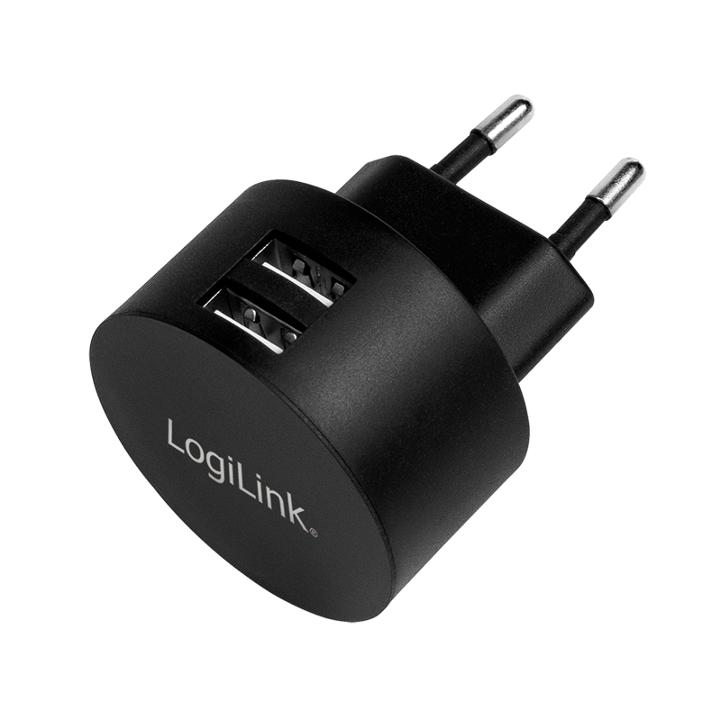 Okrągła ładowarka USB-A, 10.5 W, 2 porty, 2x USB-A, czarna