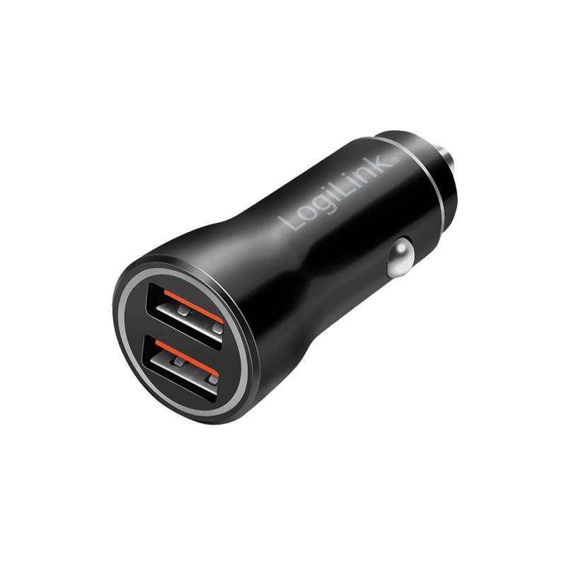 USB car charger, 2x USB-A, 10.5 W, black — 1