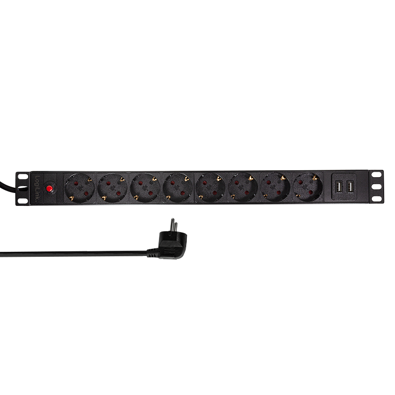 Basic Rack PDU 8-way German socket & 2x USB-A, with overload protection