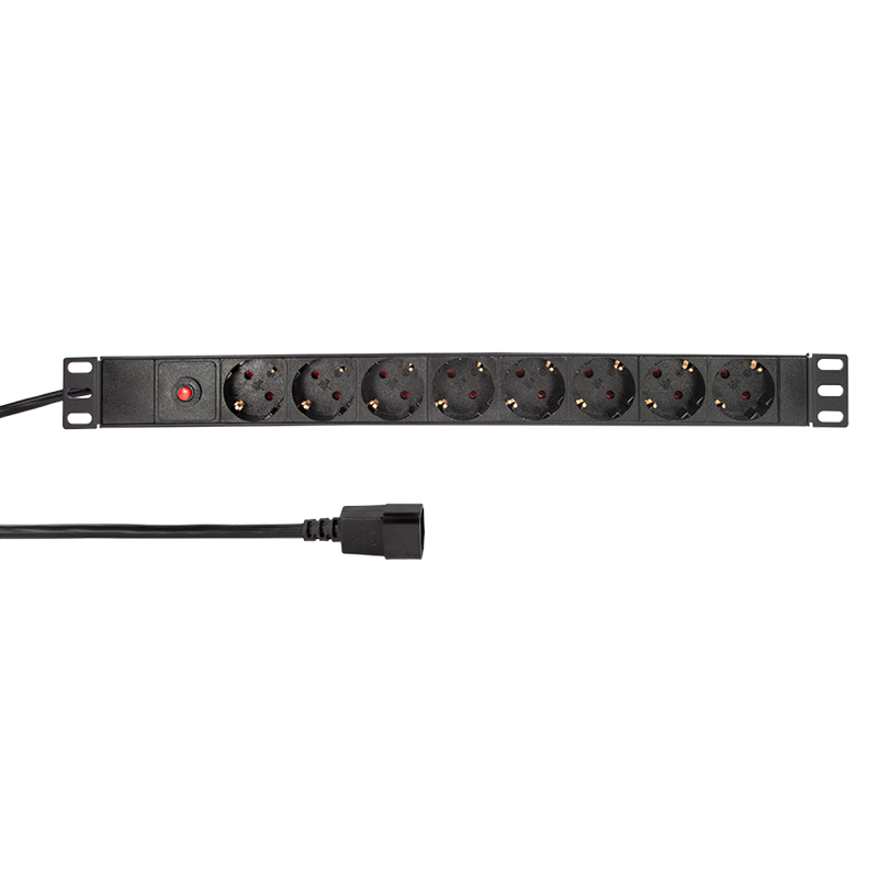Basic Rack PDU 8-way German socket, with IEC plug, overload protection, 2,8 m cable