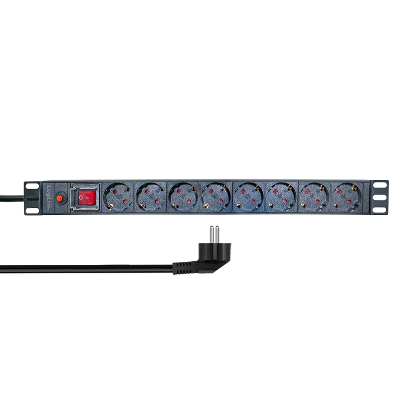 Rack PDU 8-way German socket, with overload protection and switch