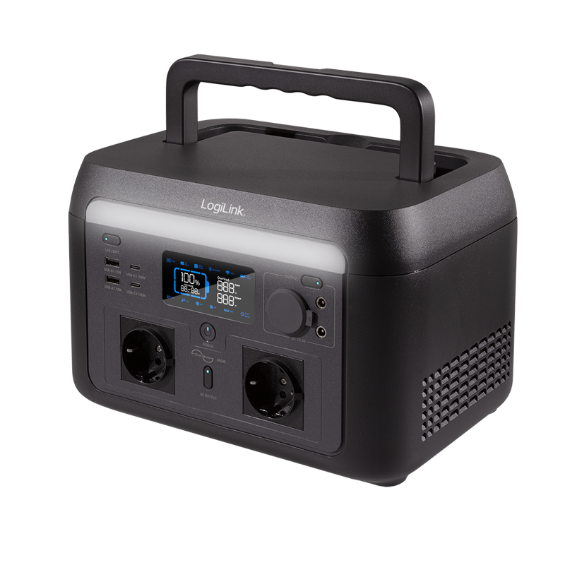 Portable power station, 600 W, LiFePO4 batterie, Tuya compatible, black