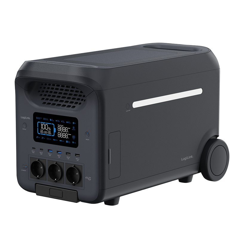 Portable power station, 3000 W, LiFePO4 batterie, Tuya compatible, black