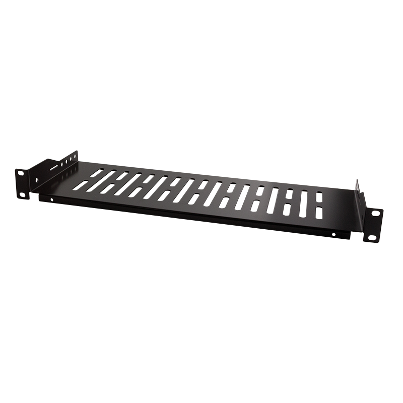 19" cantilever shelf, front screw fixing d=150 mm, black — 1