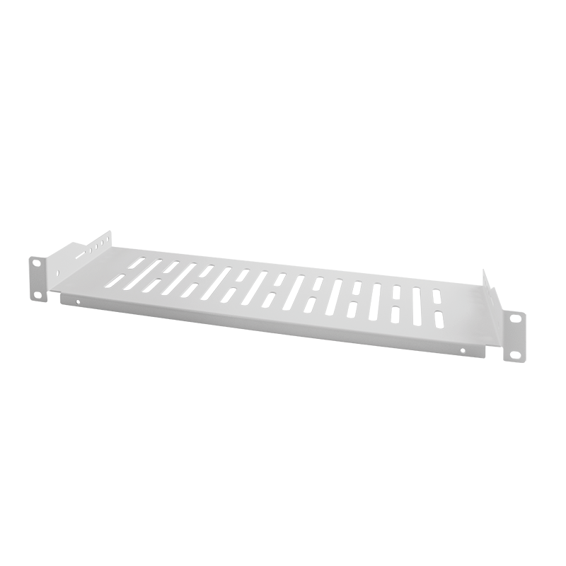 19" cantilever shelf, front screw fixing d=150 mm, grey