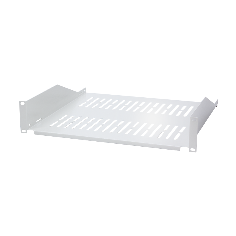 19" cantilever shelf, front screw fixing d=400 mm, grey