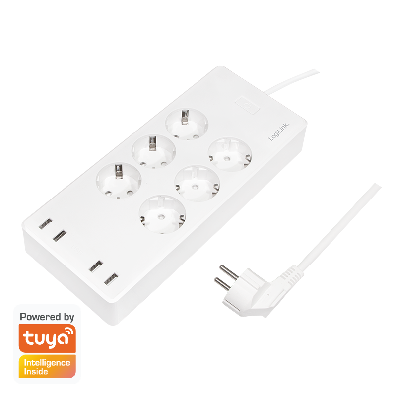 Wi-Fi Smart Socket outlet, 6-way, (CEE 7/3), 4x USB, Tuya compatible