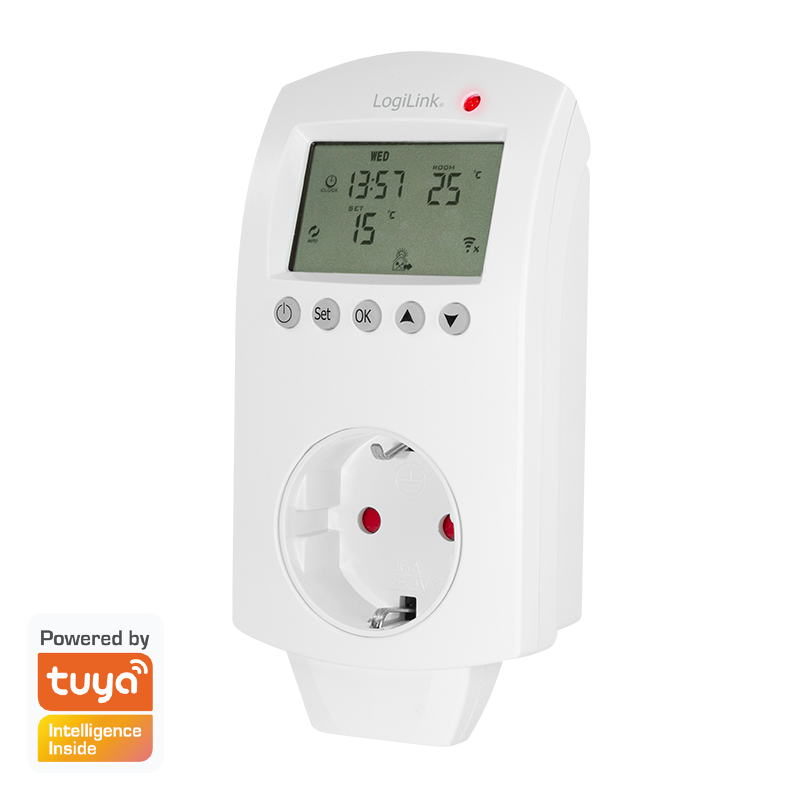 Wi-Fi smart thermostat socket, 1-way (CEE 7/3), Tuya compatible