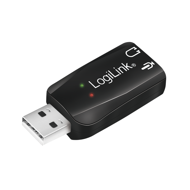 Adapter audio USB 2.0, USB-A/wtyk – 2x 3.5 mm/gniazdo, wirtualny dźwięk przestrzenny 5.1, czarny