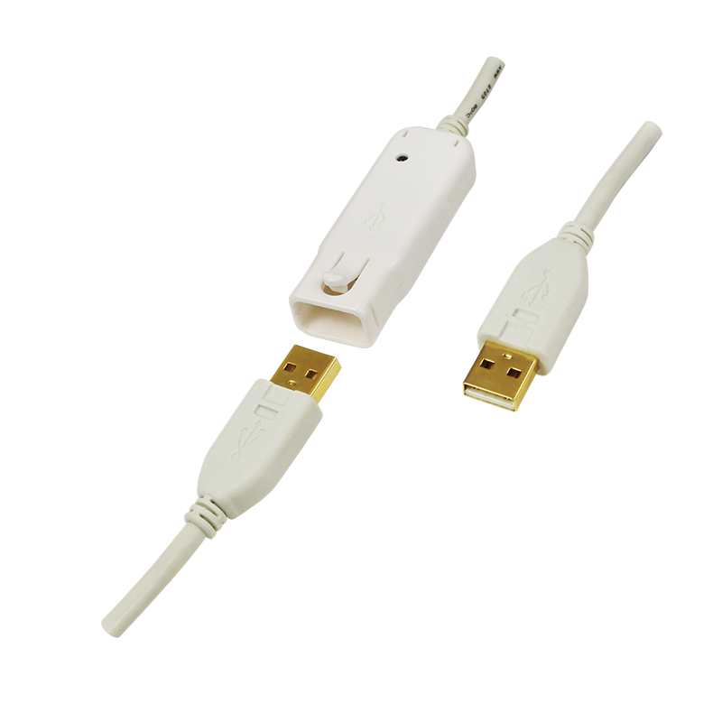 Kabel USB 2.0, wtyk USB-A–gniazdo USB-A, ze wzmacniaczem, biały, 12 m — 1