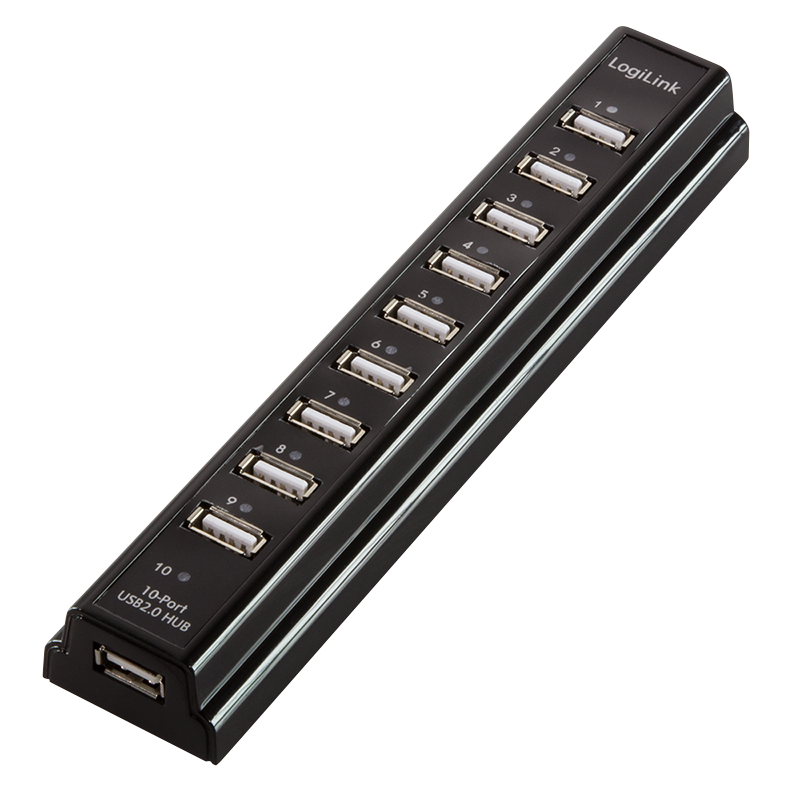 USB 2.0 hub 10-port with power supply