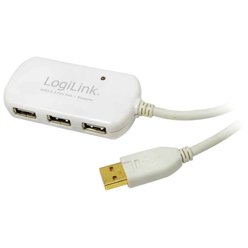 USB 2.0 cable, USB-A/M to 4x USB-A/F, active, white, 12 m