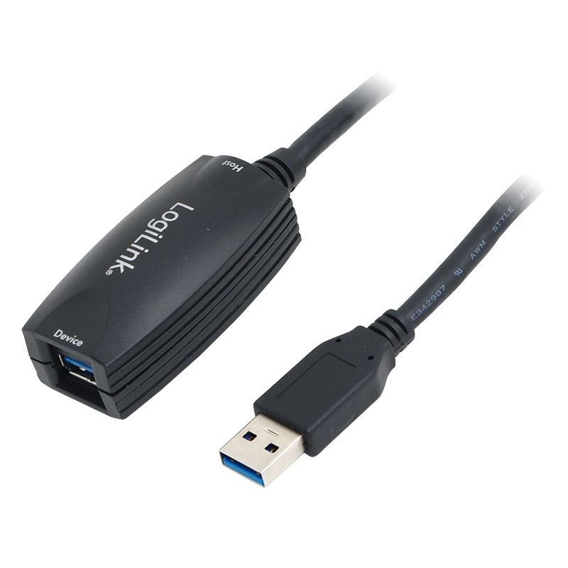 USB 3.0 cable, USB-A/M to USB-A/F, amplifier, black, 5 m — 1