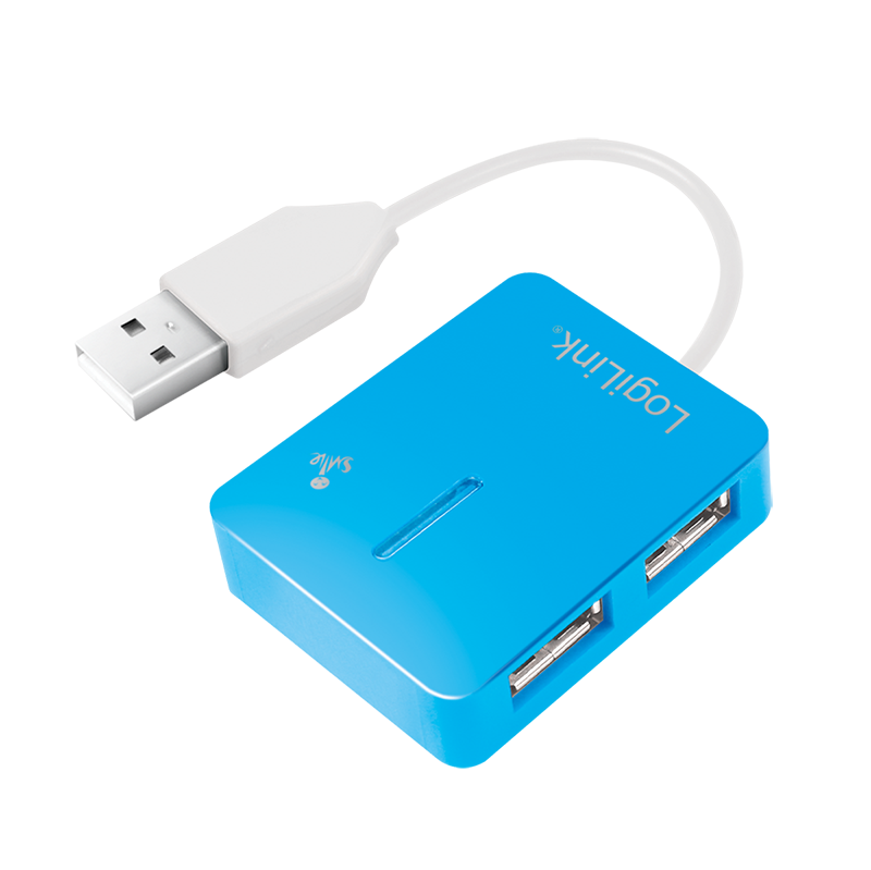 USB 2.0 hub 4-port, Smile, blue