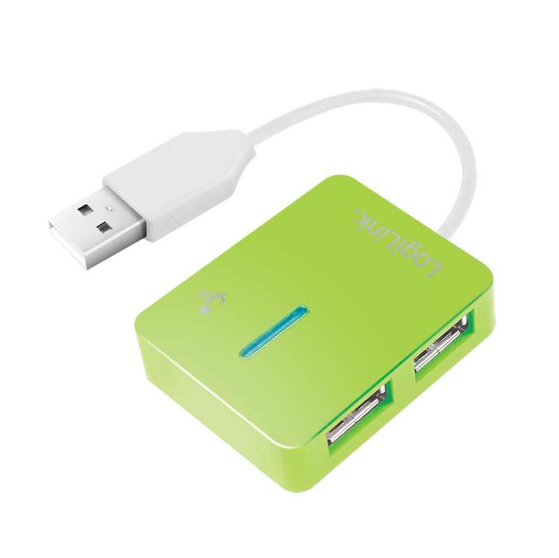 USB 2.0 hub 4-port, Smile, green