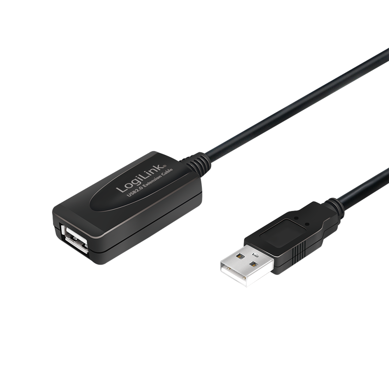USB 2.0 cable, USB-A/M to USB-A/F, amplifier, black, 10 m — 1