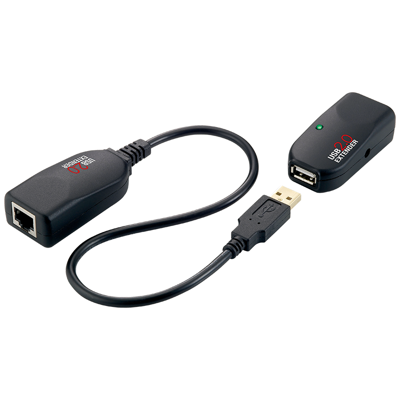 Przedłużacz USB 2.0 przez kabel kat. 5, 50 m, z krótkim przewodem, czarny