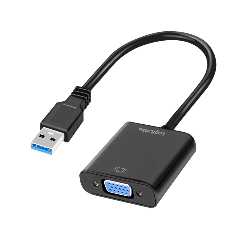 Adapter USB 3.0, A/wtyk – VGA/gniazdo, 1080p/60 Hz, czarny, 0.15 m