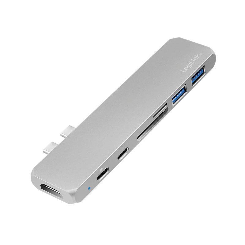 Stacja dokująca USB 3.2 Gen2x2, 7 portów, PD, srebrna