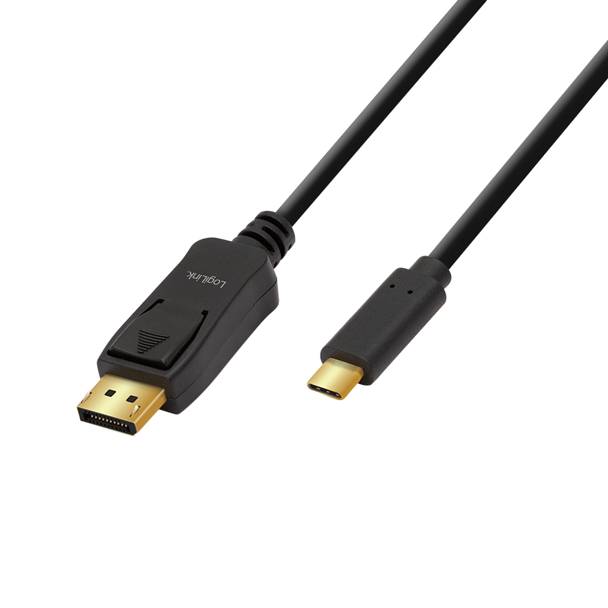 Kabel USB 3.2 Gen1 typu C, C/wtyk – DP/wtyk, 4K/60 Hz, czarny, 1.8 m