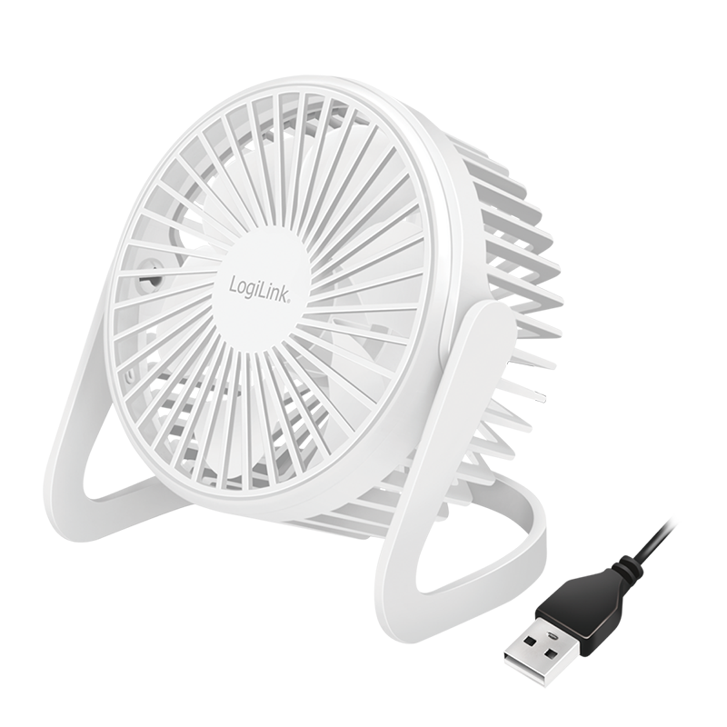 Wentylator biurkowy USB, 12.7 cm, 30 dB, biały