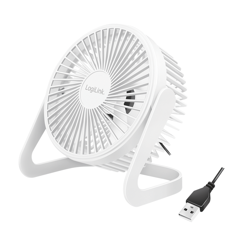 Wentylator biurkowy USB, 15.24 cm, 40 dB, biały