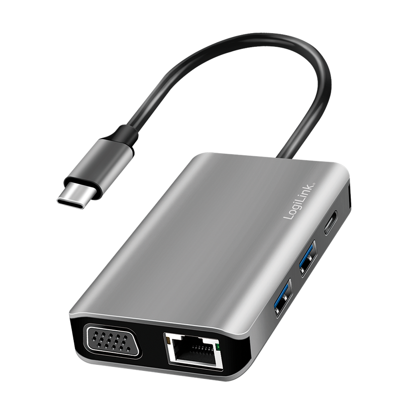 Stacja dokująca USB 3.2 Gen1, USB-C, 7 portów, PD, gwiezdna szarość