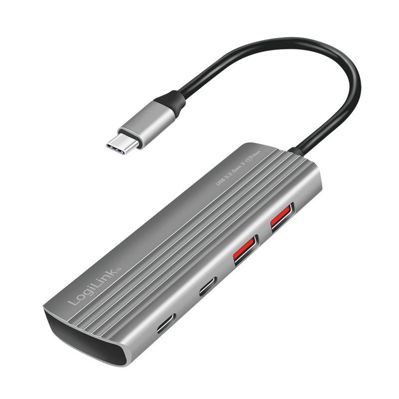 Ultra-Slim USB 3.2 Gen2 hub, 2x USB-A, 2x USB-C, PD, 100 W, space grey
