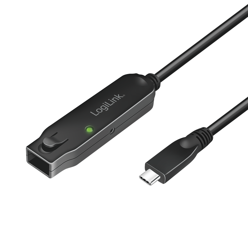 USB 3.2 Gen2 Type-C cable, C/M to C/F, amplifier, 10 Gbps, black, 5 m — 1