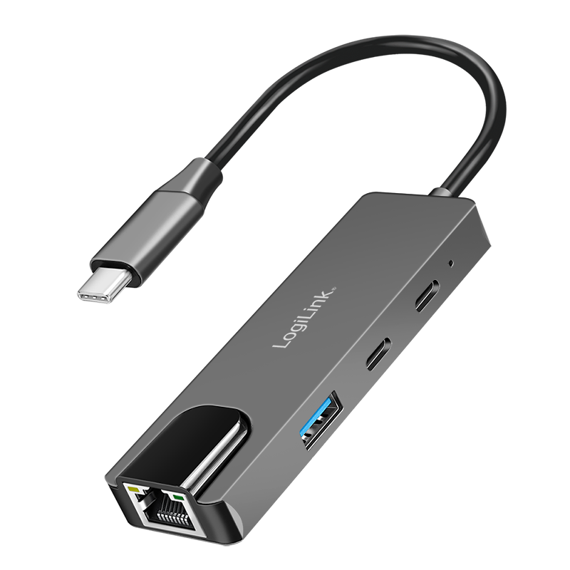 USB 3.2 Gen 1 Hub, 3-port , with 2.5G Gigabit Ethernet adapter, space grey