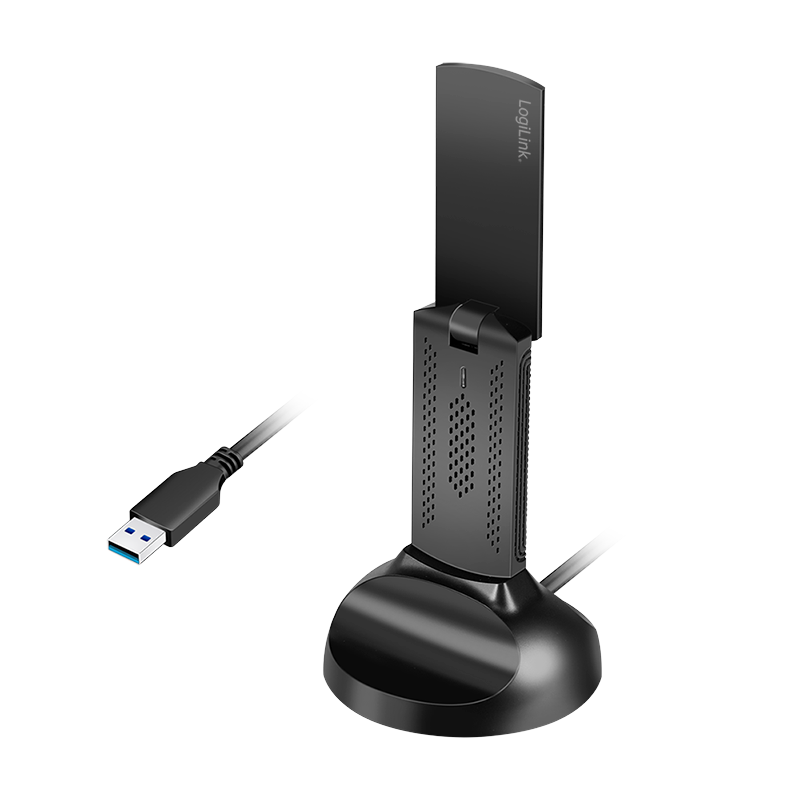 Wi-Fi 6E USB adapter with magnetic holder, 5.8 GHz, WPA/WPA2, WPA3, 5 W, LED, black