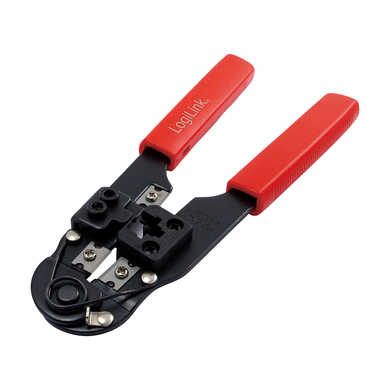 Crimping tool for RJ45 CAT5/CAT6/CAT6A modularplug, with cutter