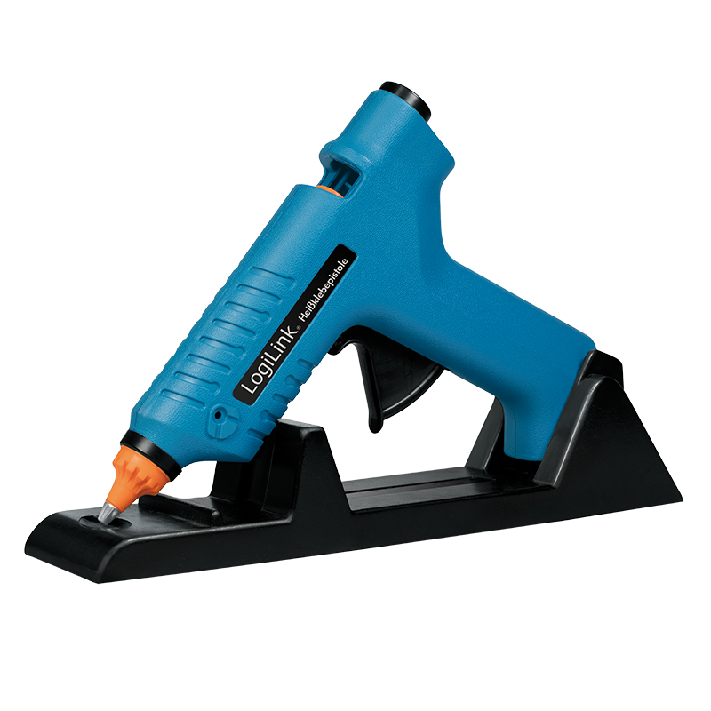 Hot glue gun including 2 glue sticks, cordless, 80 W, with stand, blue