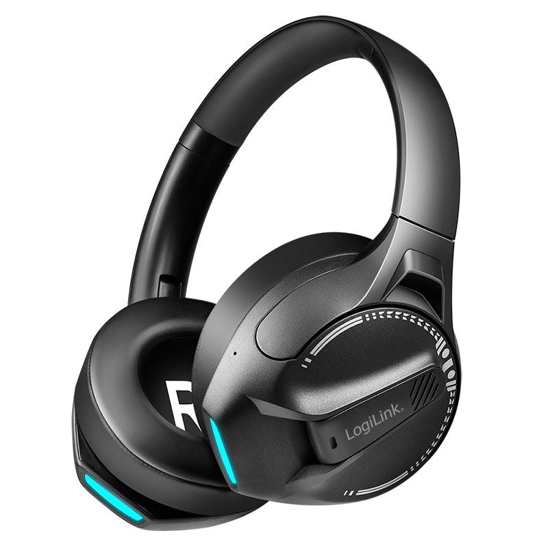 BT 6.0 gaming headset, 3.5 mm AUX, adjustable headband, 50-hour battery, black