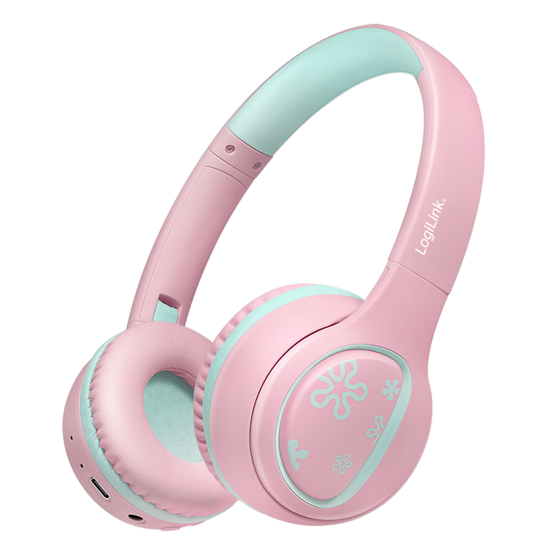 BT 5.4 children's headset with microphone, pink