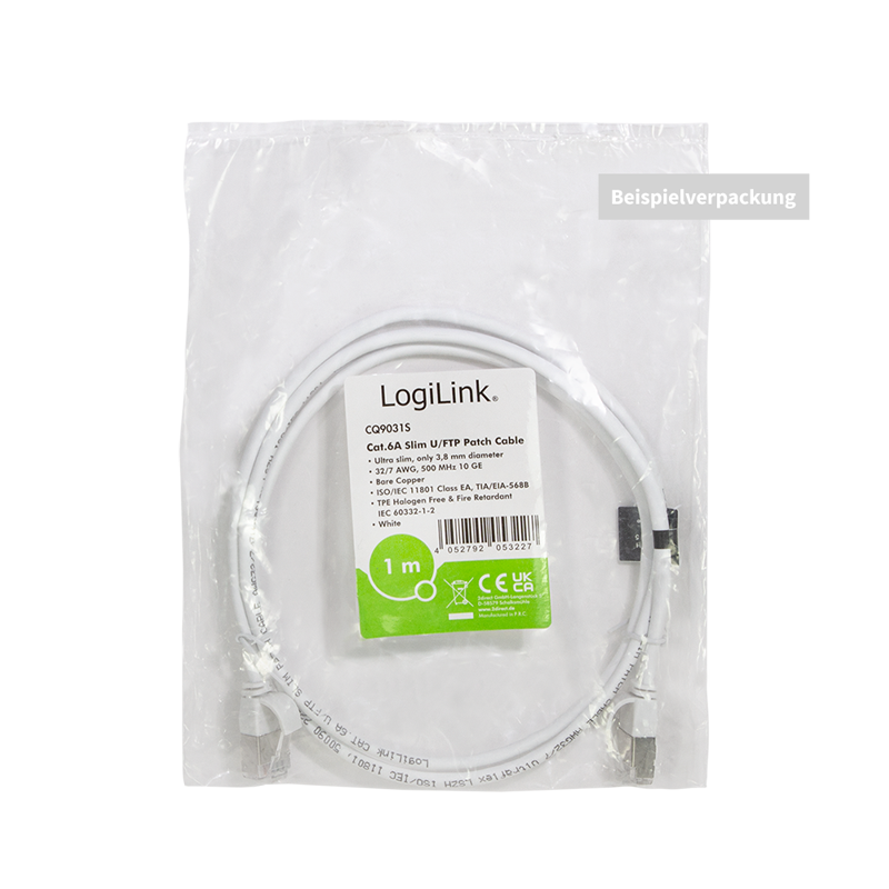 White SlimLine Cat.6A U/FTP patch cable, 0.2 m — 7