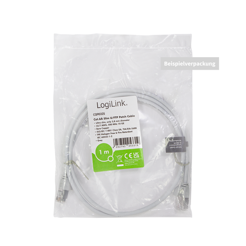 Grey SlimLine Ultraflex Cat.6A U/FTP patch cable, 0.2 m — 7