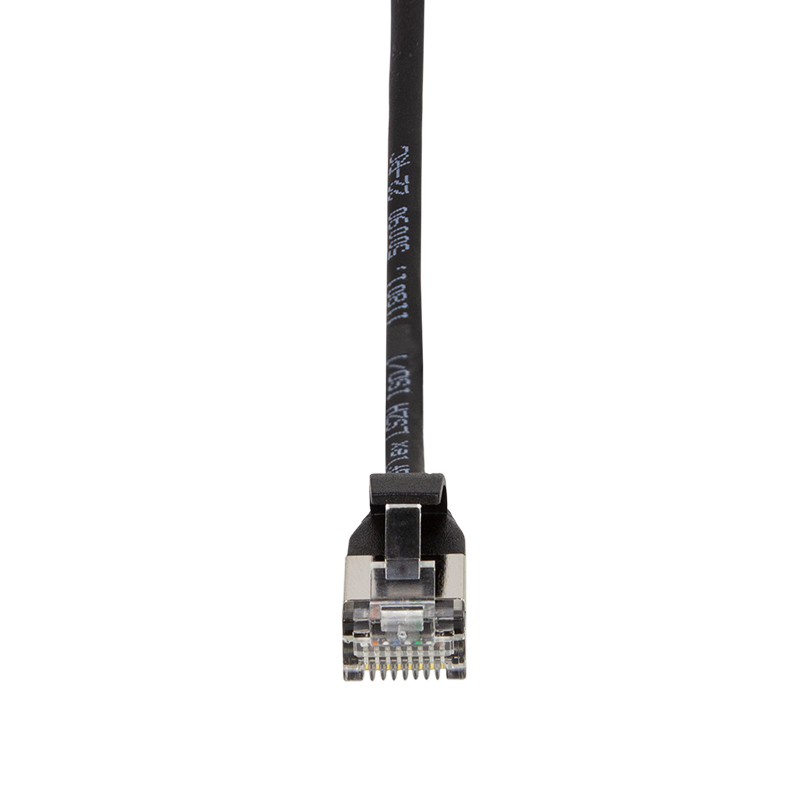 SlimLine Ultraflex Cat.6A U/FTP patch cable, black, 0.2 m — 3