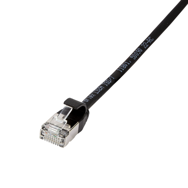 SlimLine Ultraflex Cat.6A U/FTP patch cable, black, 0.2 m — 1